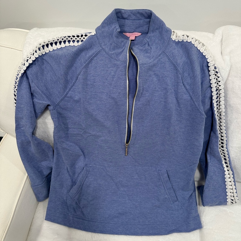 Lilly Pulitzer Half Zip with lace sleeves